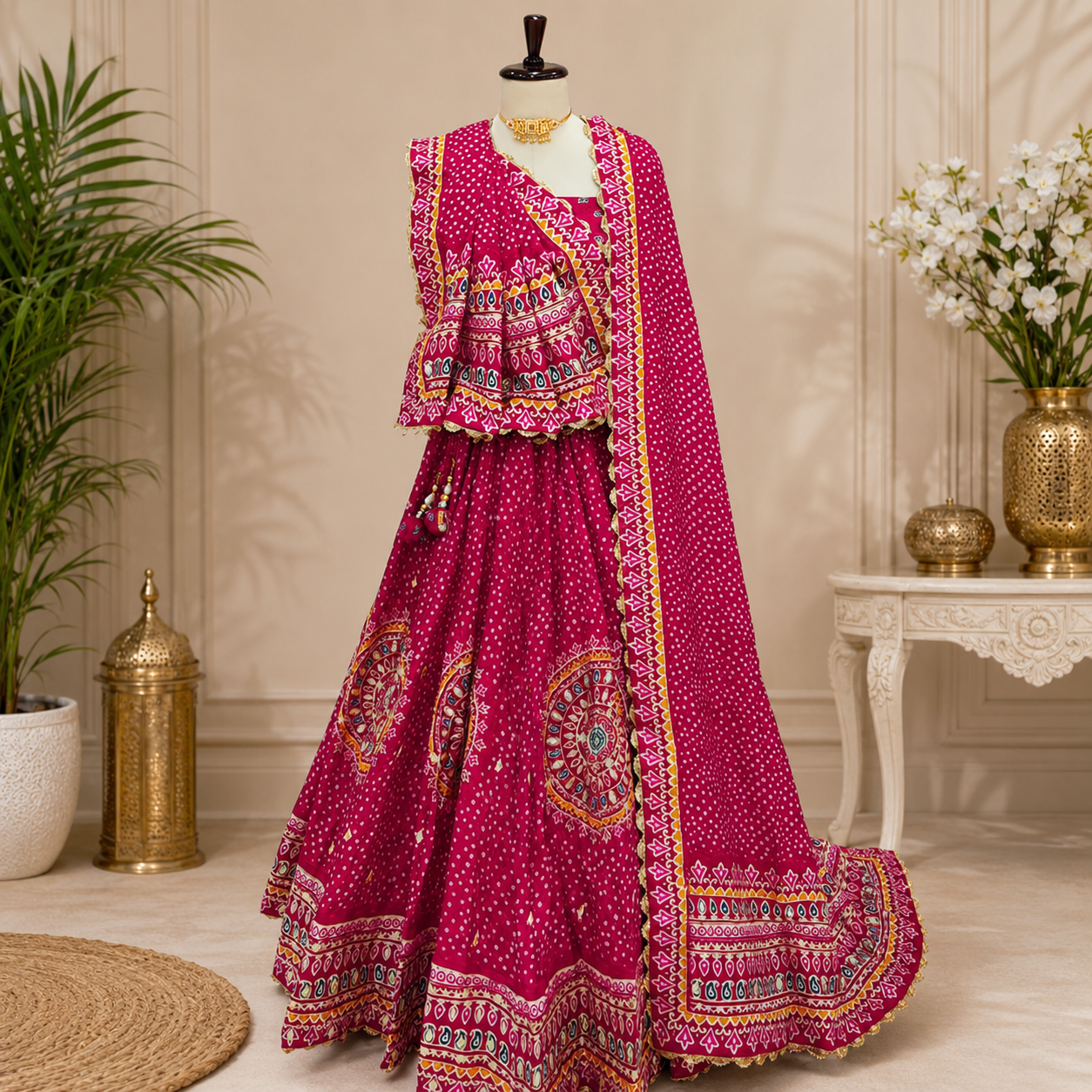 NF0627101 Premium Printed Crepe Silk Lehenga Choli Set - Image 1