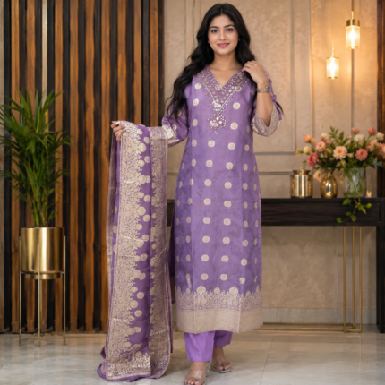 Premium Tissue Silk Designer Suit Set