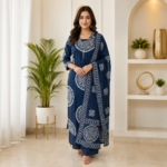 Pure Cotton Bandhani Printed Kurti Palazzo Dupatta Set