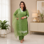 Premium Russian Silk Kurti Pant Dupatta Set