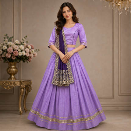 Vichitra Silk Mirror Work Chaniya Choli Set