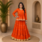 Premium Roman Gota Patti Lehenga Top Set - Image 4