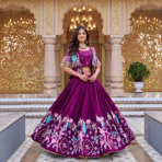 Premium Pure Vichitra Embroidered Lehenga Choli Koti Set - Image 3