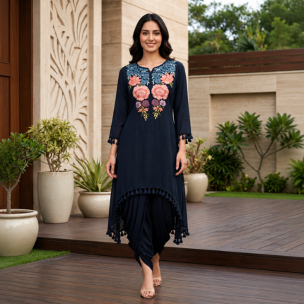 Pure Chinnon Indo Western Dhoti Set