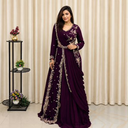 Designer Draped Saree Set