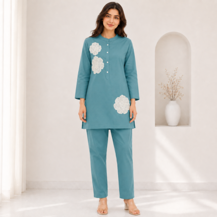 Floral Embroidered Co Ord Set