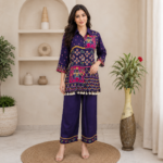 Pure Gazzi Silk Co Ord Set with Crape Palazzo