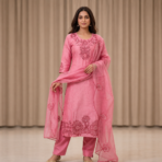 Pure Dola Kurti Pant Dupatta Set