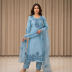 Pure Dola Kurti Pant Dupatta Set - Image 2
