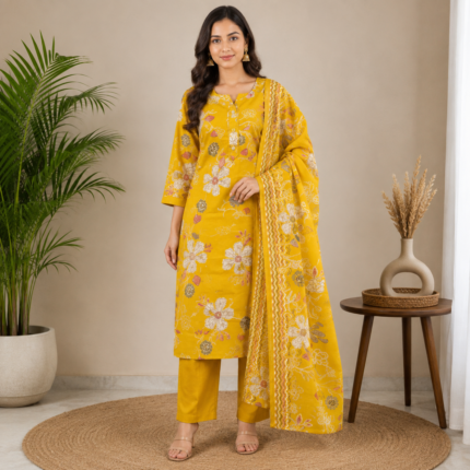 Cotton Silk Printed Kurti Pant Dupatta Set