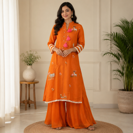 Organza Kurti Sharara Set