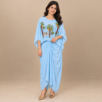 Pure Chanderi Pichwai Cape Top Drape Skirt Set