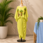 Pure Chanderi Pichwai Cape Top Drape Skirt Set - Image 2