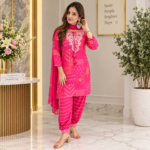 Muslin Mirror Work Suit Set with Balloon Pants