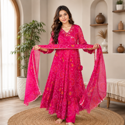 Premium Bandhej Chiffon Suit Set