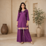 Pure Crepe Silk Kurti Palazzo Set