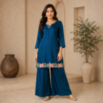 Pure Crepe Silk Kurti Palazzo Set - Image 2