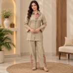 Beige Pure Tissue Co Ord Set