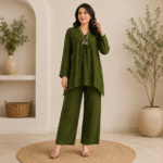 Mul Chanderi Thread Work Co ord Set