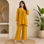 Mul Chanderi Thread Work Co ord Set - Image 2