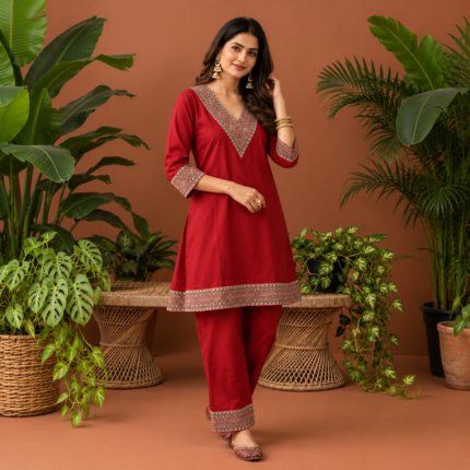Cotton Ajrakh Border Co ord Set