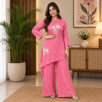 Chinon Silk Embroidered Designer Co ord Set - Image 2