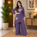 Chinon Silk Embroidered Designer Co ord Set - Image 3