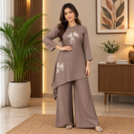 Chinon Silk Embroidered Designer Co ord Set - Image 4