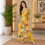 Modal Silk Digital Print Hand Work Kurti Pant Set