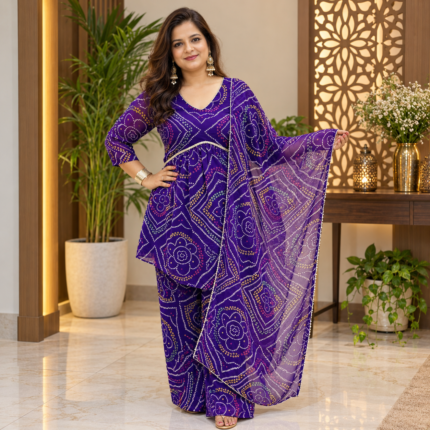 Premium Georgette Peplum Palazzo Dupatta Set