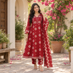 Premium Cotton Handwork Anarkali Suit Set