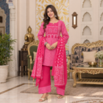 Premium Cotton Printed Kurti Palazzo Dupatta Set